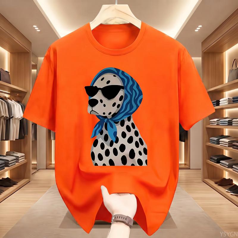 T-shirt Unisex Estiva Retrò con Stampa Dalmata per Donna e Uomo in Cotone Traspirante a Maniche Corte Top Oversize