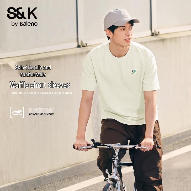 

Baleno Men s Loose Fit Waffle Knit Short Sleeve T-Shirt M