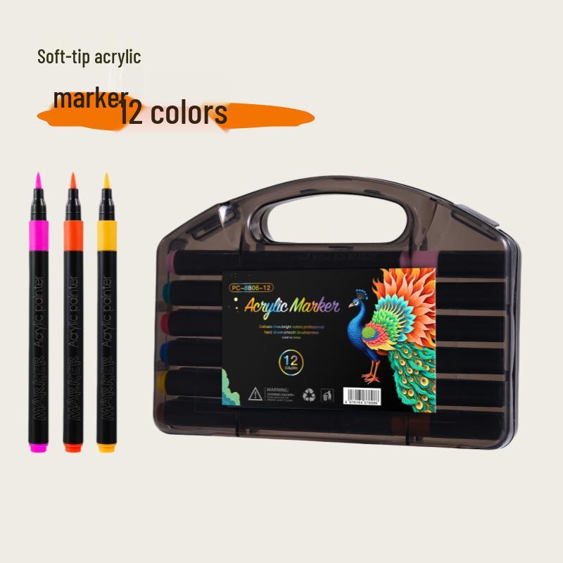 Little Black Box Soft Tip Acrylic Marker for Kids - Opaque, Overlappable, Watercolor Pen for DIY Art