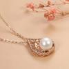 Hollow Drop Geometric Large Pearl Pendant Full Zircon Necklace for Women Luxury Wedding Jewelry