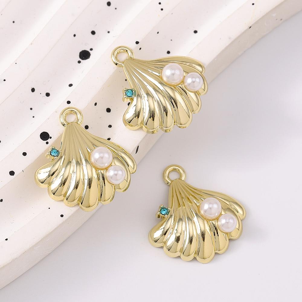 5pcs New Alloy Pearl Shell Pendants Charms for Jewelry Making Necklace Earrings Bracelet DIY Handmade Accessories Supplies