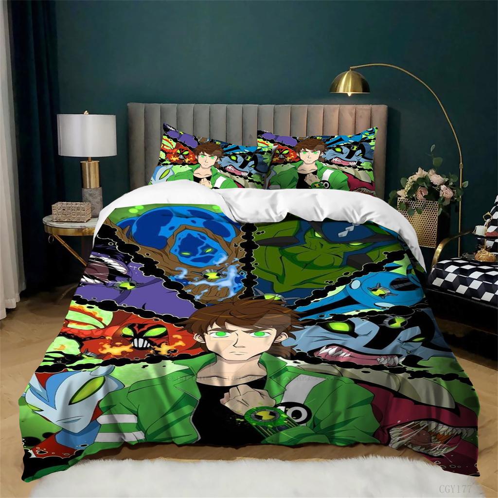 3 Pieces Comfy Soft Duvet Cover Set Ben 10 Bedding Set Single Size Comfortable Quilt Cover With Zipper Closure