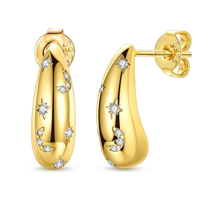 Boucle d'oreille en Argent 925 Série Dorée Boucle d'oreille Anneau Pour Femme Serpent Cœur Étoile Original Boucles d'oreilles Bijoux Mode