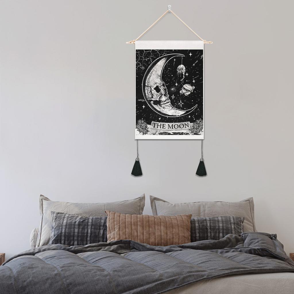 Tapiz de sol y luna para colgar en la pared, tapiz de pared ondulado, tapices psicodélicos bohemios, tapiz blanco y negro, decoración del hogar para habitación