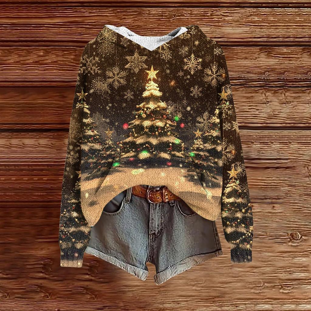 Sweatshirts For Women Knit Sweater Cute Shirt Fall Pullover Hooded Sweatshirt