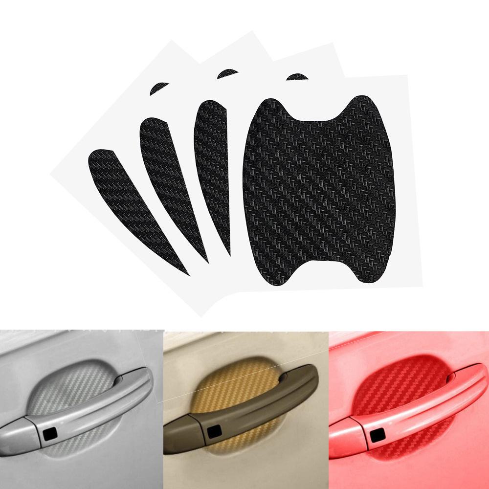 4 pegatinas de fibra de carbono para manija de puerta de coche, película protectora transfronteriza.