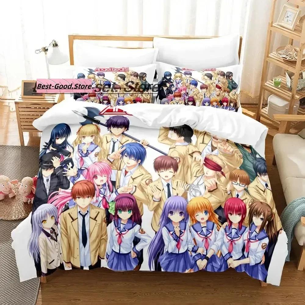 

Angel Beats Beding Set Single Twin Printed Bed Linen Set With Pilowcase Bed Soft Duvet Cover Single For Double Quen Super King-Sized Dimensionsd 120*200cm Single