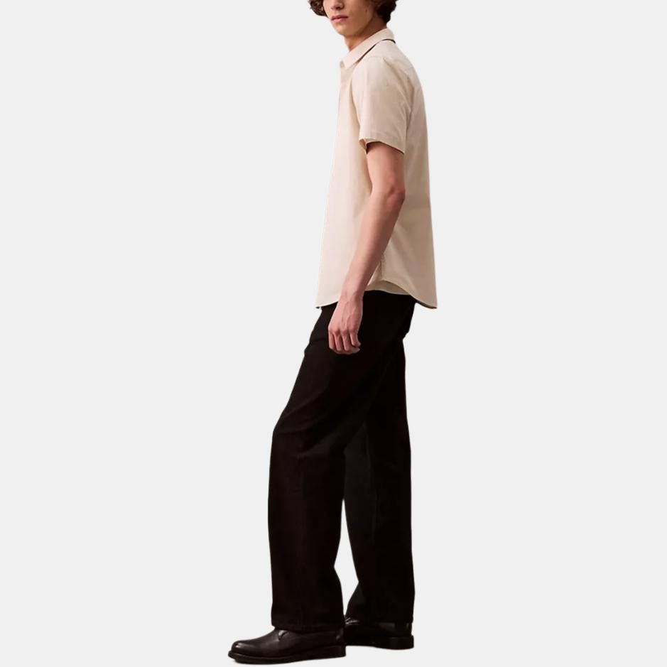 Calvin Klein Stretch Slim Fit Point Collar Short Sleeve Shirt Men shirts Off-White 40EM128-230