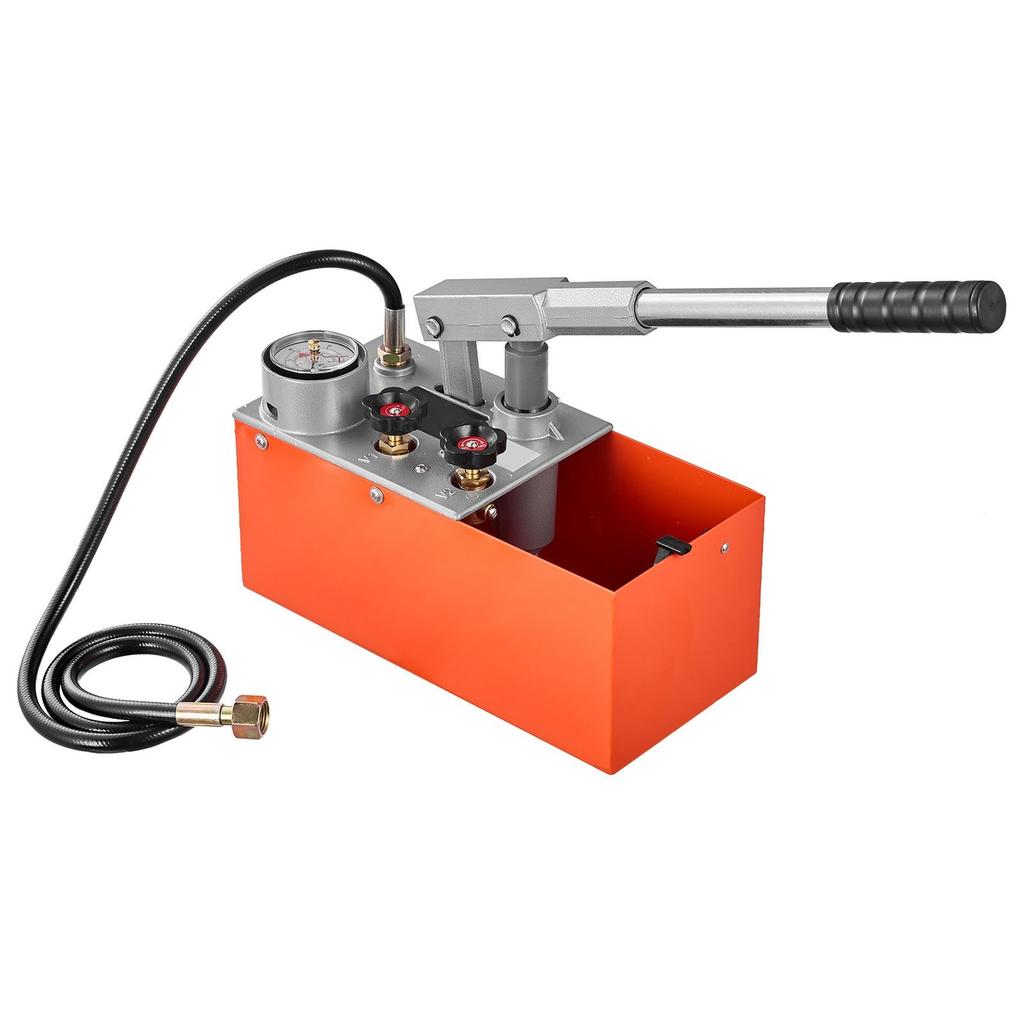 Hydrostatic Test Pump 6.06 L Hydraulic Manual Water Pressure Tester, Dual Valve Hydrostatic Water Pipe Leakage Pressure Test Pump Kit with Gauge &
