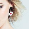 2 Pairs Trendy Clock Poker Card Drop Earrings Asymmetric Ear Accessories Stylish Earwear for Festivals and Gatherings
