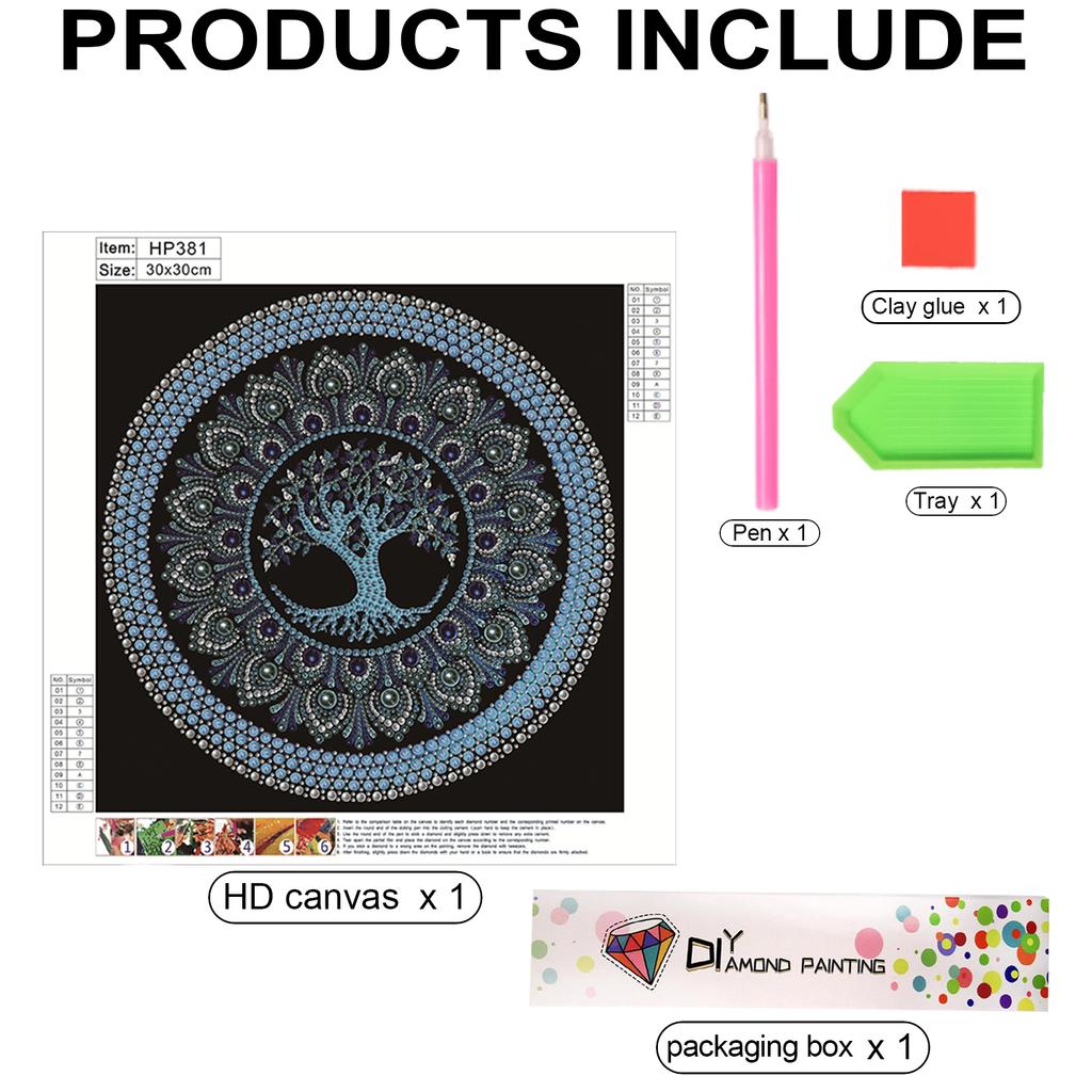 Gör-det-själv Mandala Pärlmålning Konstkit 25x25cm Pärlkonstmålning Utan Ram för Vuxna Nybörjare Hemväggdekor