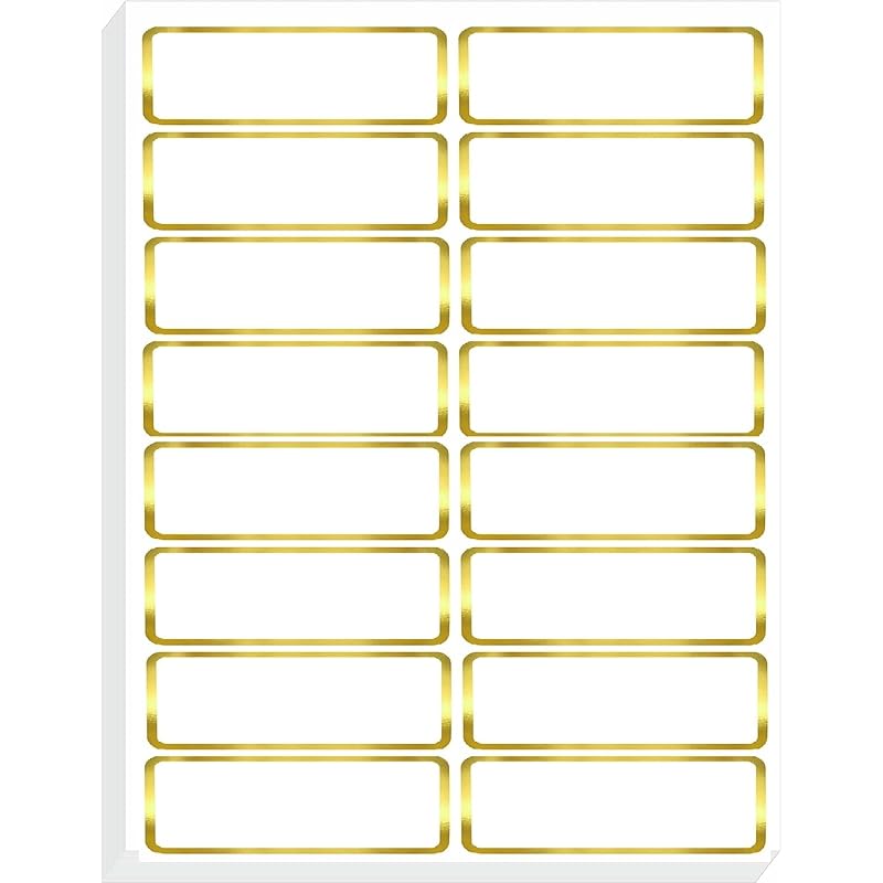 True-Ally 200 PCS Gold Metallic Name Labels, Blank Name Tag Stickers with Permanent Adhesive Writable Stickers with Meta