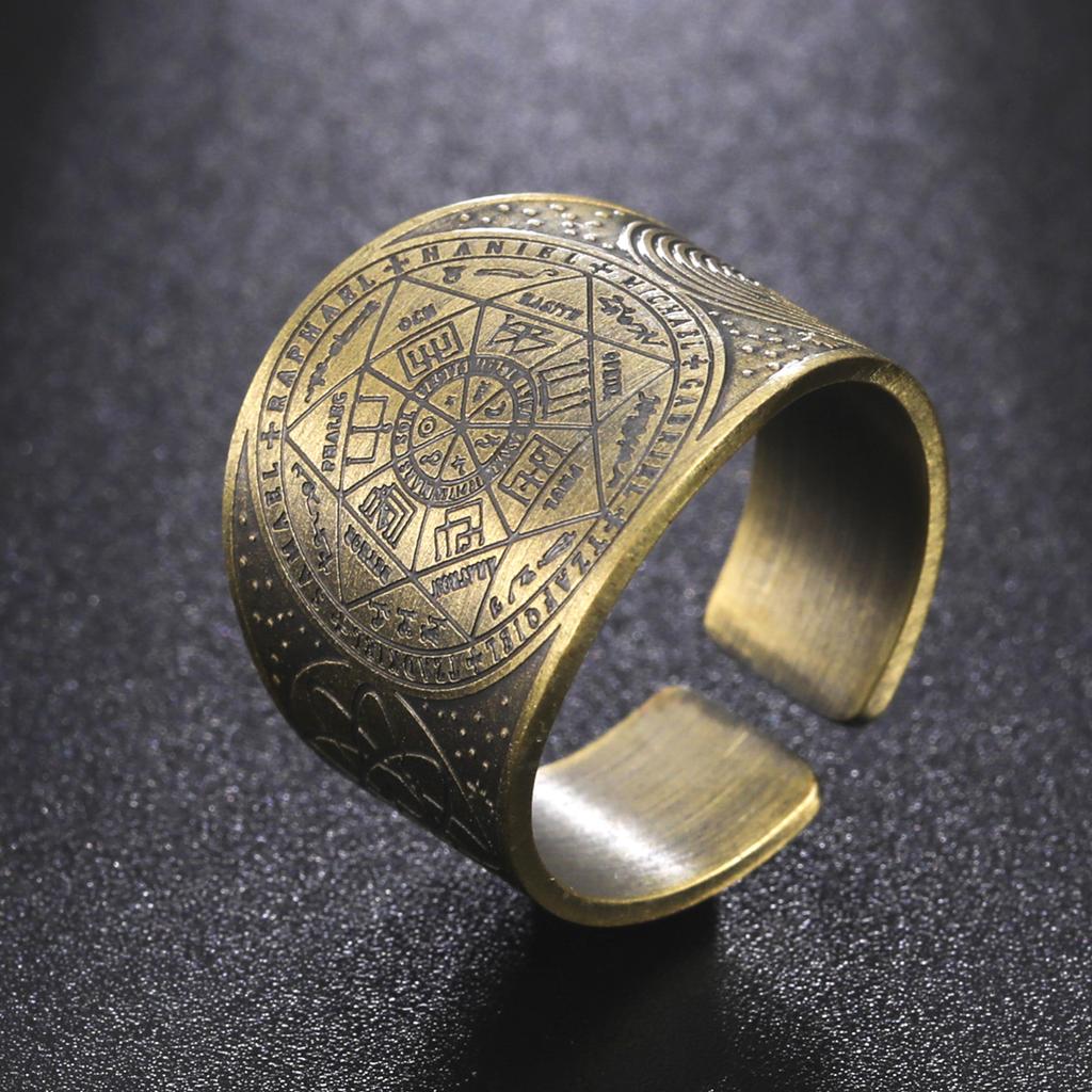 LIKGREAT Sechszackiger Stern Siegel Salomons Ring Der Schutzring der 7 Erzengel Metatron Würfel Lilith Symbol Amulett Schmuck