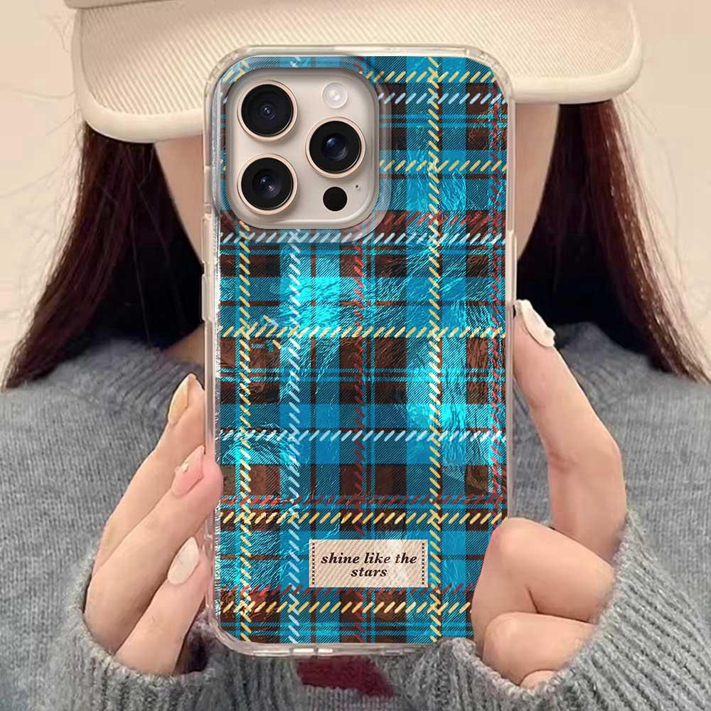 Winter Brown Lattice Grid Pattern Phone Case for iphone 17 Air 16 15 14 13 11 12 Pro Max 7 8 Plus X XS XR SE 2022 2020 16e Cover