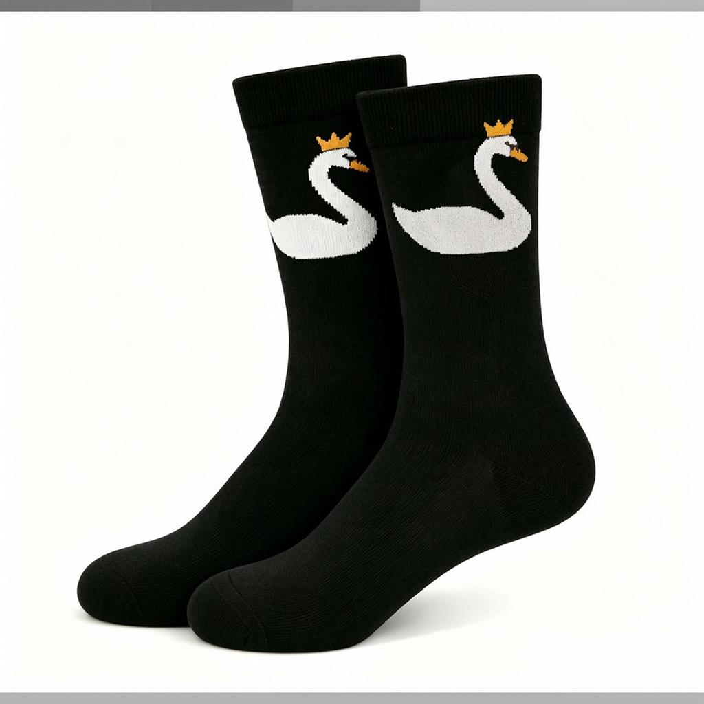 Matching Pattern Mid Calf Cotton Socks for Couples, Trendy Novelty Socks