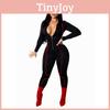 Tuta Elegante Moda con Revers Aderente Tuta Sexy da Donna a Manica Lunga Body
