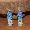 Multifire Blue Opal Cluster Earring, Fire Opal Beads Dangle Earring, Natural Opal Beaded Earring, Birthstone Jewelry for Women, Gift for Her