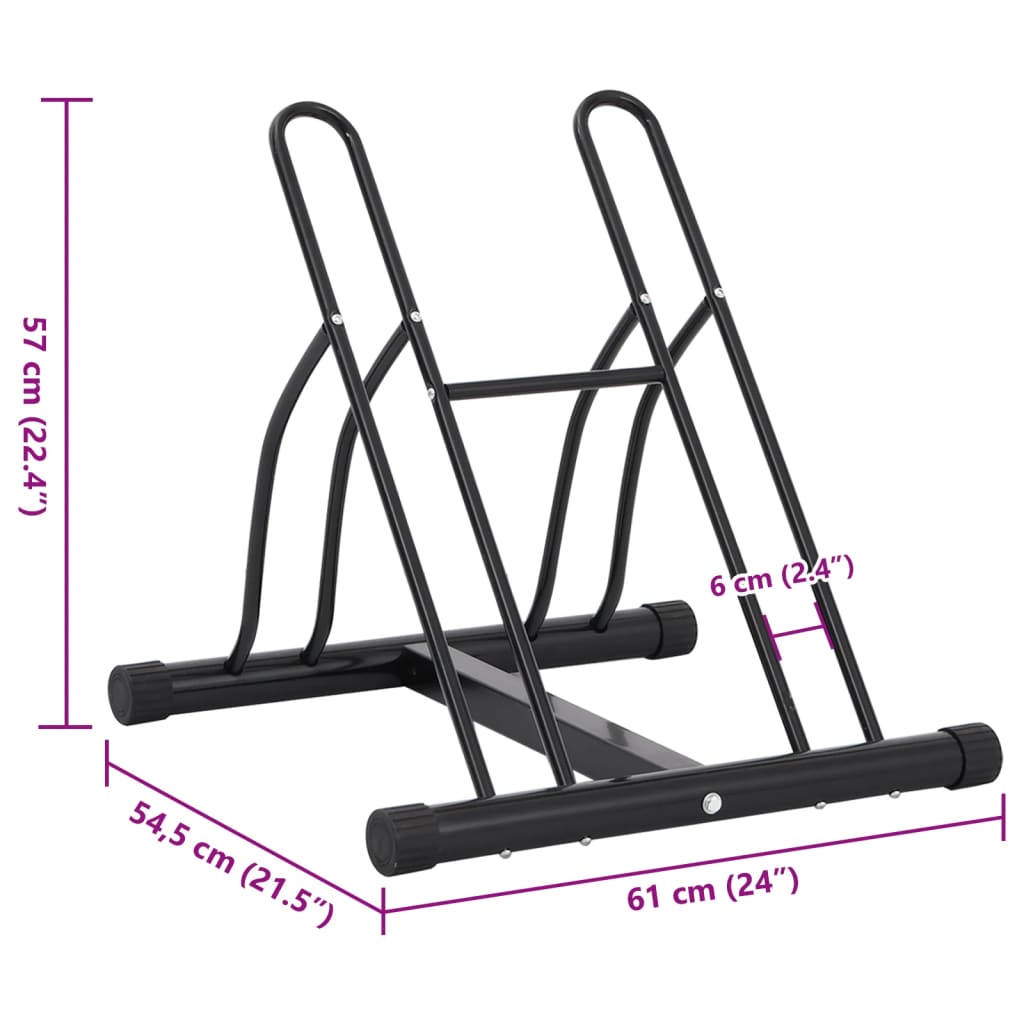 Vidaxl 2-Bike Stand, Freestanding, Galvanized Steel