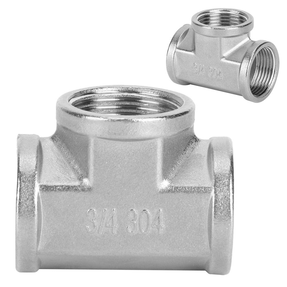 304 Stainless Steel Tee Threaded Pipe Connector for Industrial Pipe Shelf Household Tool