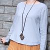 Handmade Wooden Pendant Necklace Ethnic Boho Style Long Chain Leaf Design Natural Women
