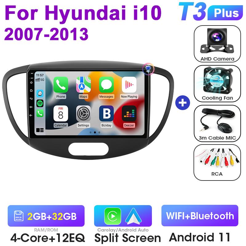 2 Din Android 12 Car Radio For Hyundai I10 2007 - 2013 Multimedia Video Player GPS 4G Carplay Auto Stereo DVD QLED IPS Head Unit
