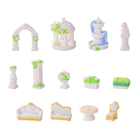 Mini Fairy Garden Accessories Miniature Tiny Waterfall Pavilion Roman Column Figurine for DIY Crafts Micro Landscape