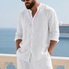 Breathable Men's Stand Collar Shirt, Casual Long Sleeve, Great for Summer