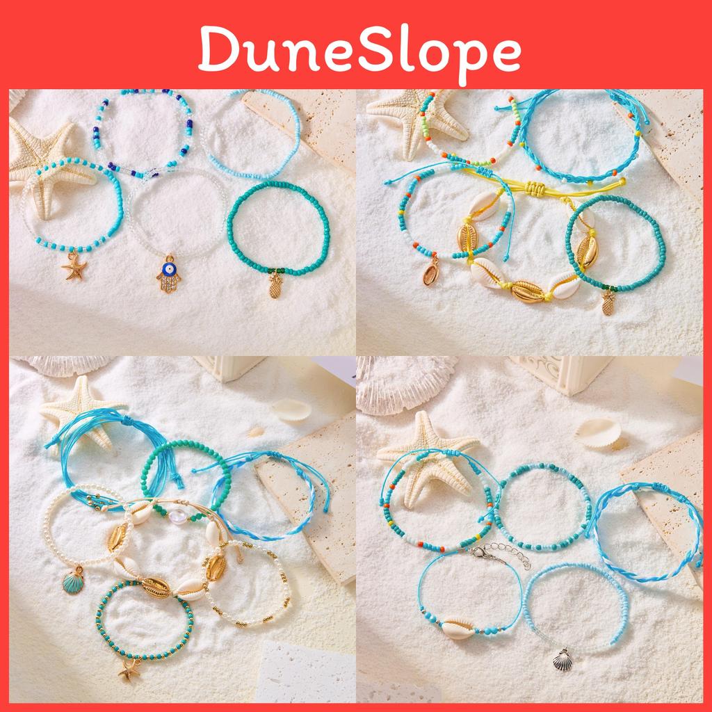Bohemian Style Starfish Shell Beaded Bracelet Set With Electroplated Finish For Summer Beach Vacation Accessories
