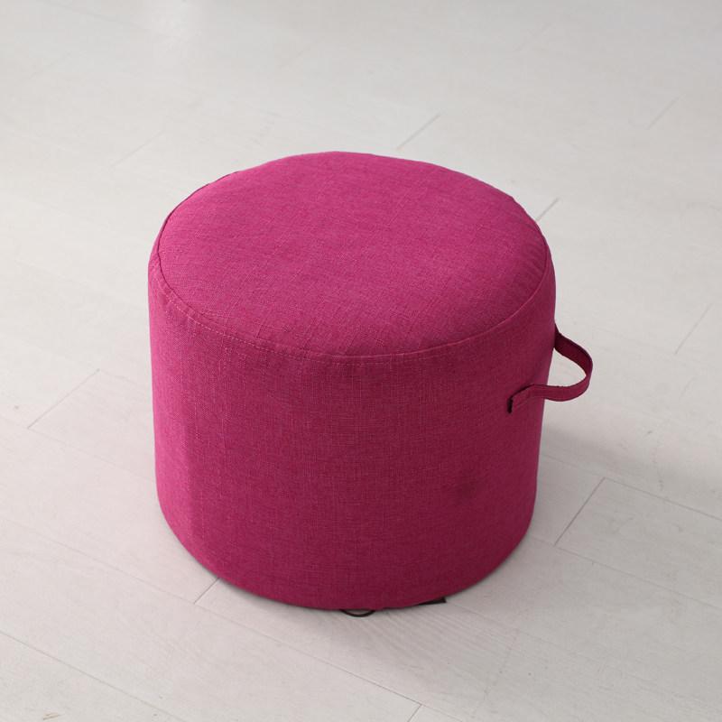 Round Fabric Stool with Linen and Tatami Mat - Washable Cushion for Living Room.