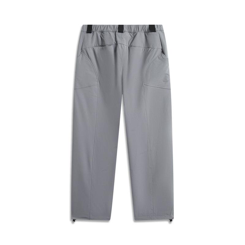 Li-Ning Versatile Breathable Mid-Rise Solid Color Casual Pants Men Bottoms Gray AKXU647-1
