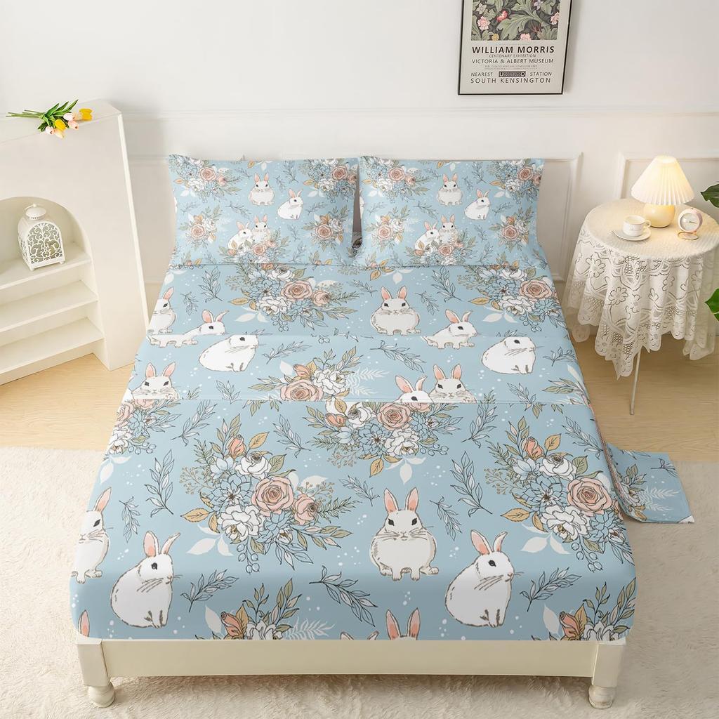 Forest Animal Fox Deer Bear Pattern Sheet Four-Piece Bedroom Room Dormitory Bedding Decoration