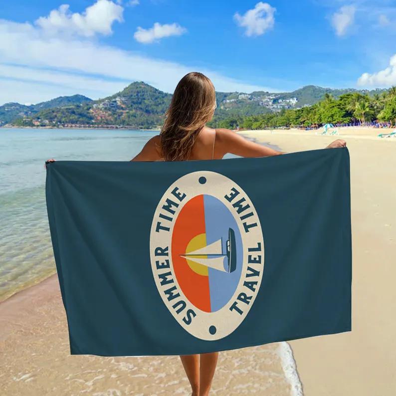 Retro Surf Shack Beach Towel, Super Absorbent Quick Dry Microfiber Bath Towel, Vintage Surf Logo Print Beach Towel Towel 50X100cm &1pc