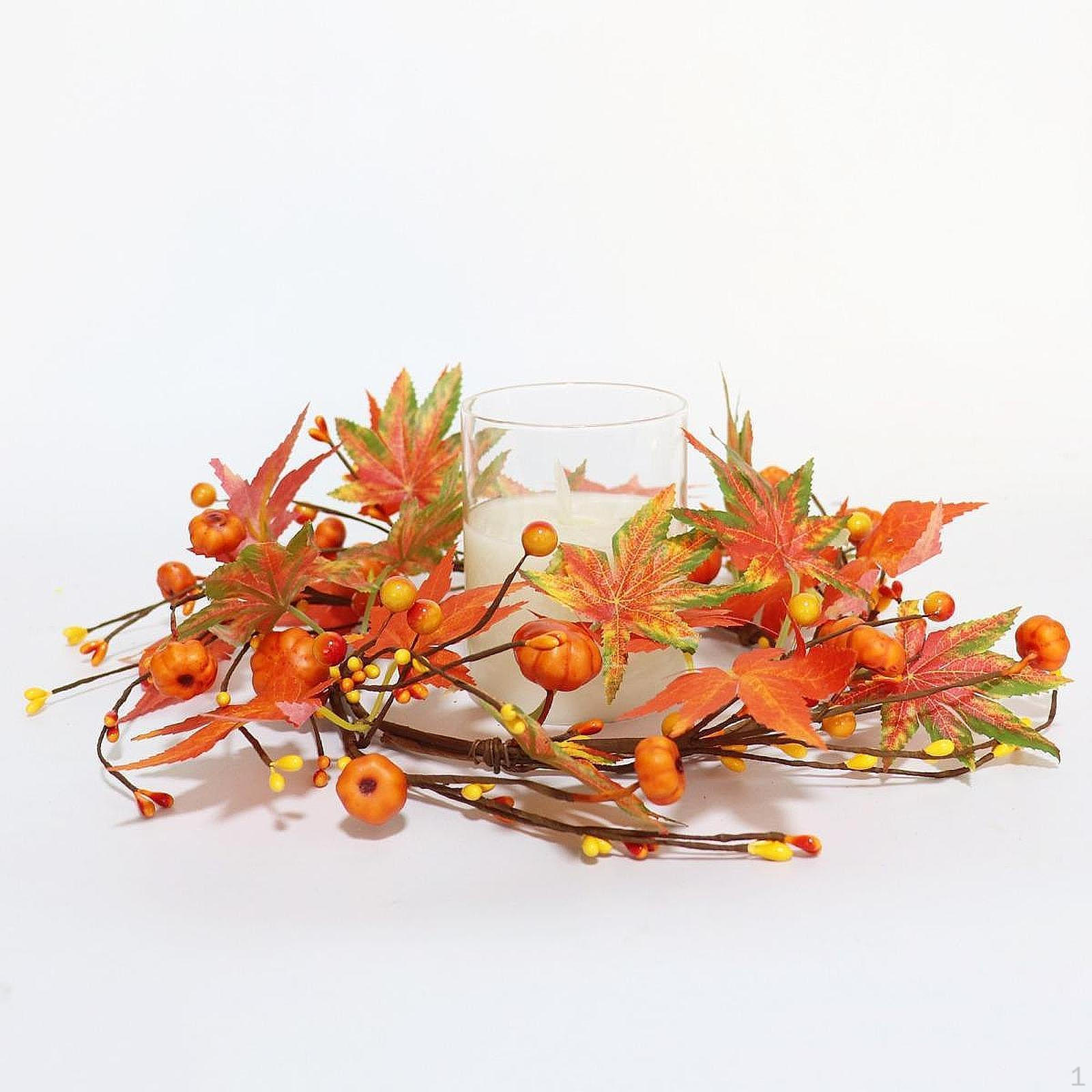 

Fall Candle Rings Wreath Festive for Wedding Home Window 60cm 30cm