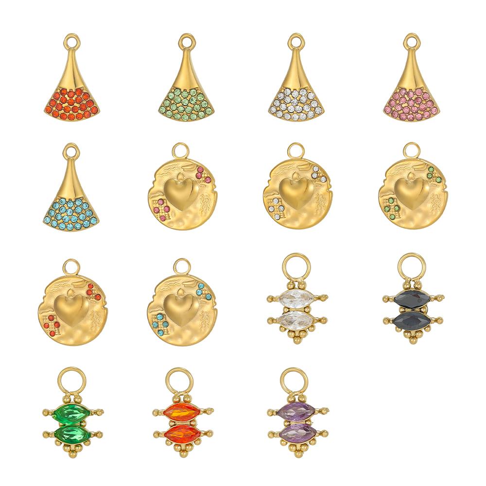 3PCS/LOT CARLIDANA Waterproof Non Tarnish Charms, Heart Round Colorful Zircon Pendants High Quality for Necklace Jewelry Making