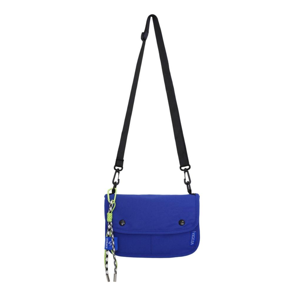 

Large Capacity Square Message Bag Korean Style Men Shoulder Bag Nylon Crossbody Bag Female Blue With Pendant