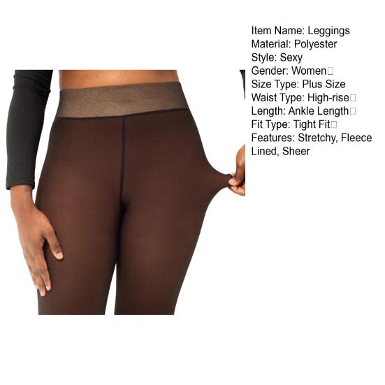 Women Fleece Lined Tights Winter High Waist Plus Size Leggings Sheer Warm Pantyhose Fake Translucent Thermal Thick Tights for Dresses Date Party Wear