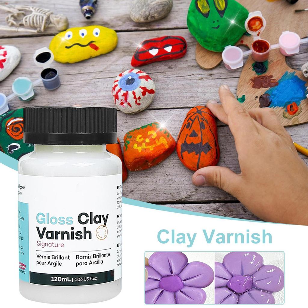 120ml Clay Varnish Acrylic Air Dry High Gloss Finish Air Dry Clay Sealant for Ceramics Oil Painting Wood Maintenance