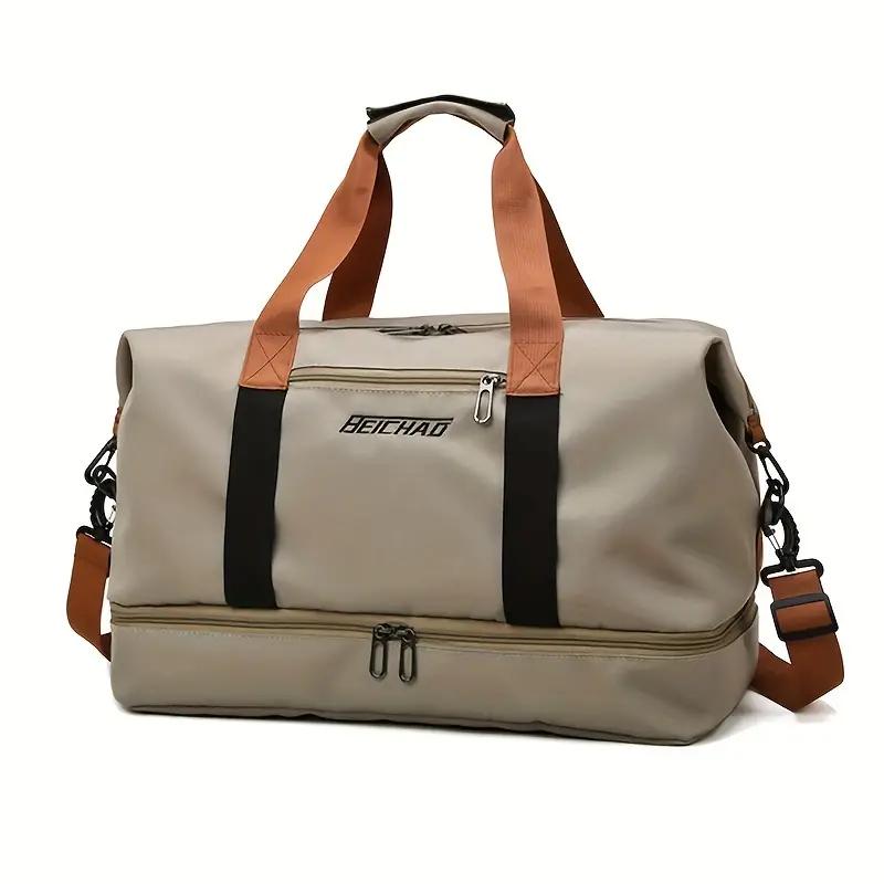 Bolsa esportiva de nylon, bolsa de viagem de grande capacidade com separação úmida e seca, ombro casual e bolsa de mão transversal para homens e mulheres