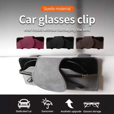 Magnetic Sunglasses Holder for Car Visor, Suede Car Glasses Holder, Eyeglasses Holder, Glasses Storage Case Visor Accessories
