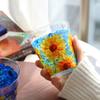 Rainbow Sheen Hand-Painted Glass Cup - Bling Design for Summer