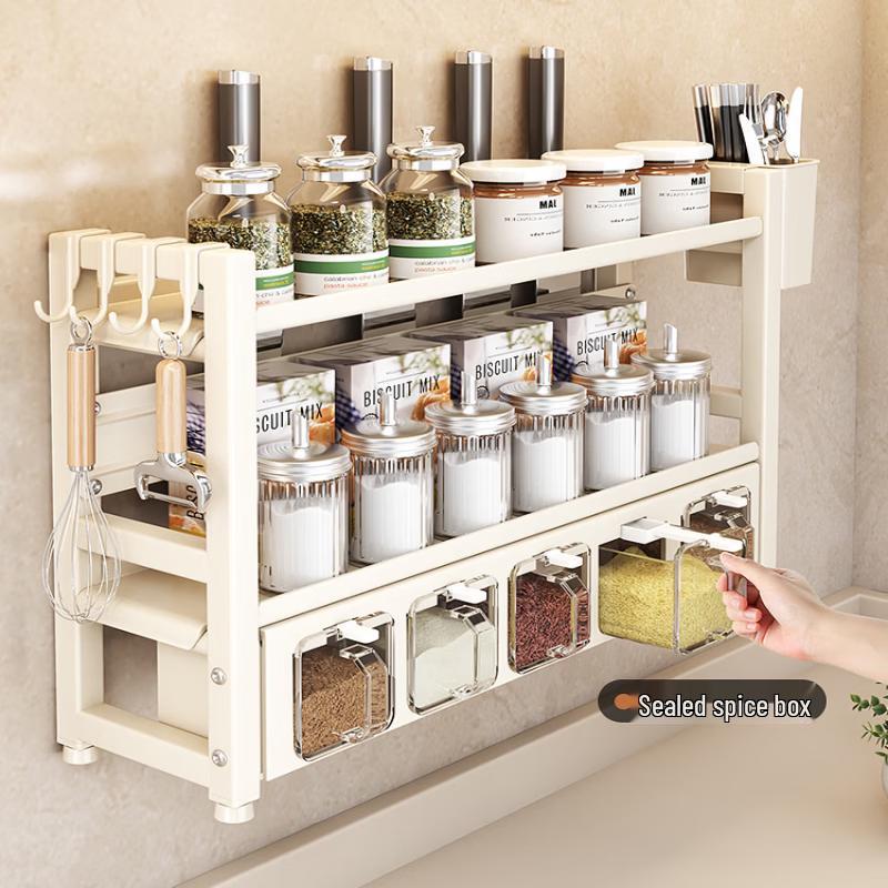 3-Layer Countertop Kitchen Spice Rack with Knife Holder