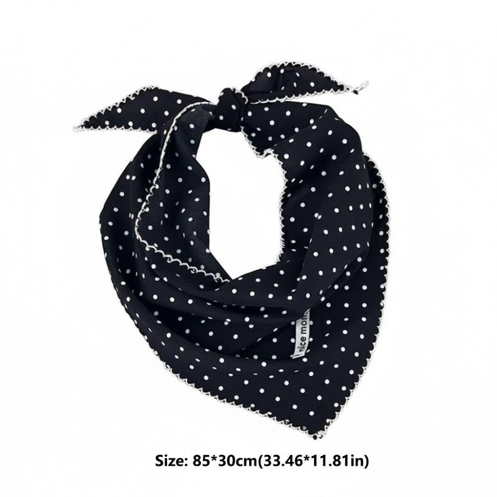 Lace Trim Polka Dot Headband Polyester Triangular Headscarf Fashion Triangular Hair Band Summer