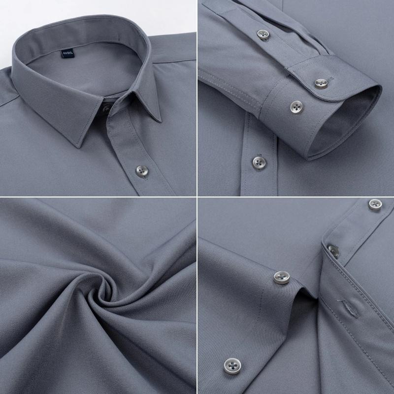 New Men's Shirts Long Sleeve Dress Shirts For Men Slim Fit Social Business Blouse White Blue Office Shirt Men Clothing
