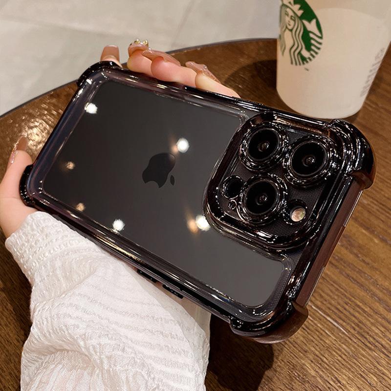 Electroplating Four Corners Anti-drop, Suitable for Apple 17 Mobile Phone Case with Its Own Lens Film iPhone16 All-inclusive 12 Soft Protective Case