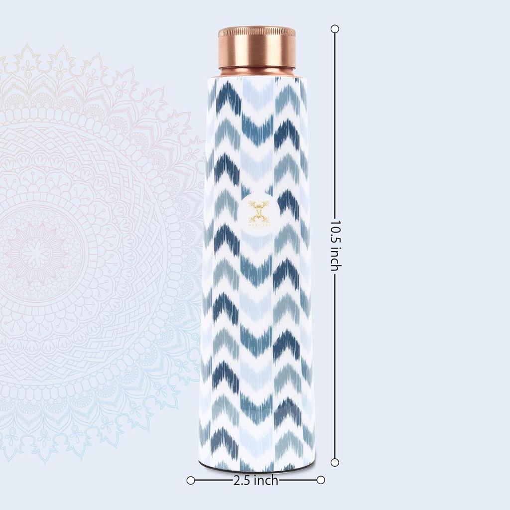 Zigzag100% Pure Joint Less Copper Bottles for Water with Leak Proof Lid | Ayurveda BPA Free & Non Toxic | Ayurvedic Office