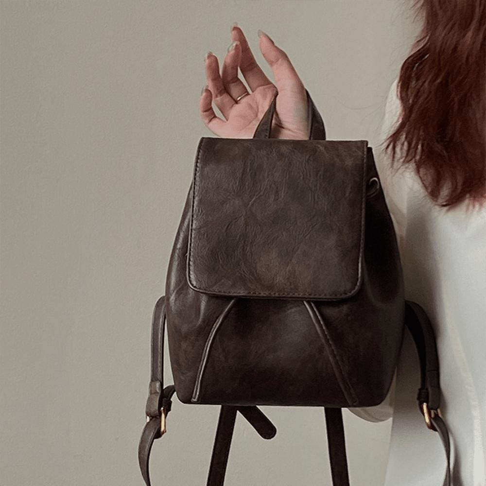 Retro Brown Backpack Women's Spring and Summer New Simple and Versatile Shoulder Bag