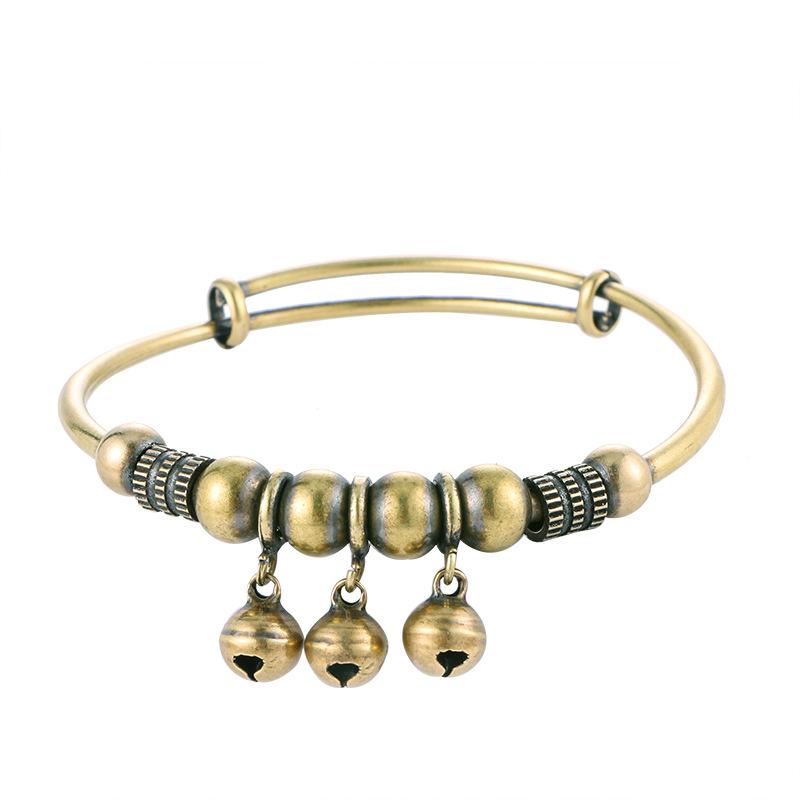 Creative gift Copper Push-pull bracelet Men's Women's Vintage Small bell 1 piece