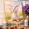 Sparkling Pearl Painting on Stretched Frame Cute Bunny in Flower Field DIY Bead Art Canvas Relaxing Hobby Gift for Craft Lovers Art Piece