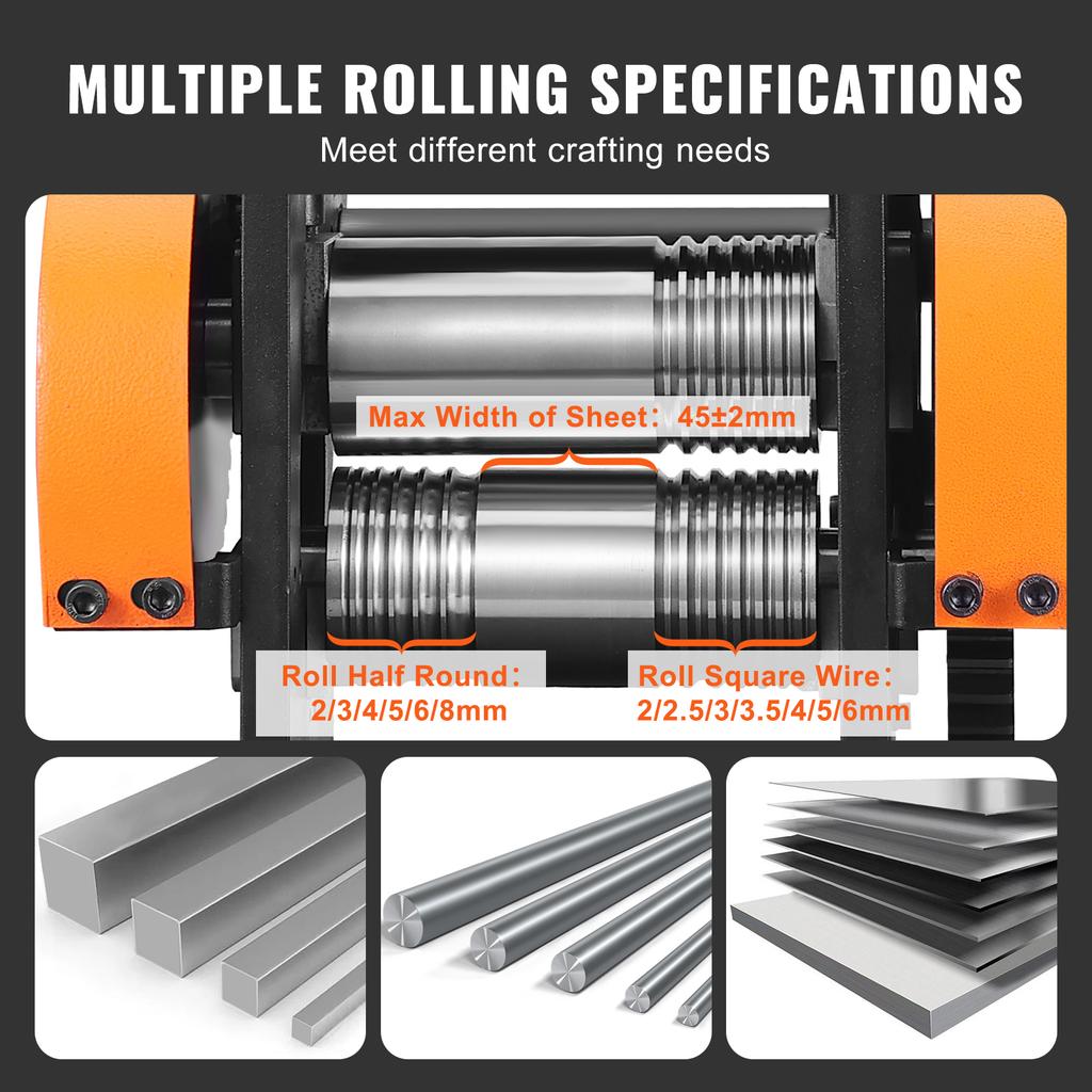SucceBuy 45/57/75/76 Mm Jewelry Rolling Mill Machine 3in1 Multi-function Rolling Mill for Metal Jewelry Making Sheet Square Wire