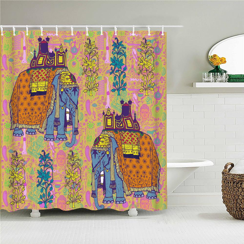 Indian Bohemian Style Shower Curtain Bathroom Waterproof Cloth Printed Mandala Decoration Bath Curtains large 240x180 With Hooks